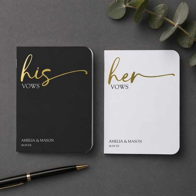 Black His and White Hers Minimal Script Foil Vow Books (Black His and White Hers Minimal Script Foil Vow Books)