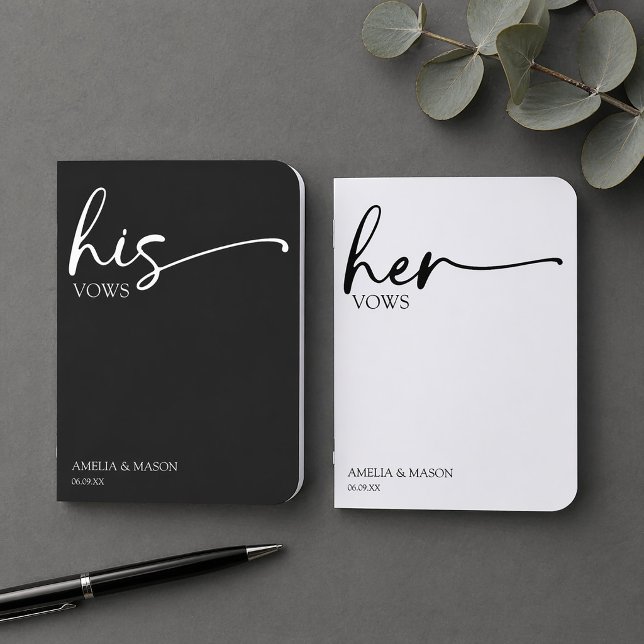 Black His and White Hers Minimal Script Vow Book (Black His and White Hers Minimal Script Vow Book)