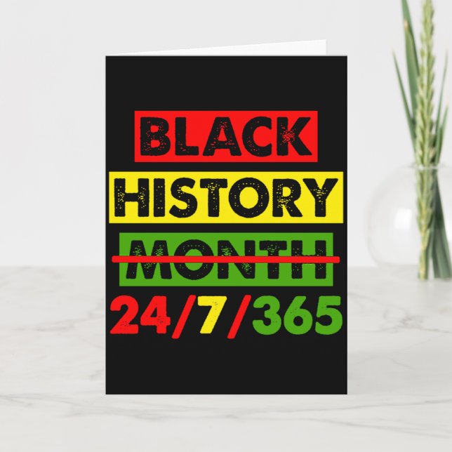 Black History 24 7 365 Africa Map Bhm Pride Afro W Card (Front)