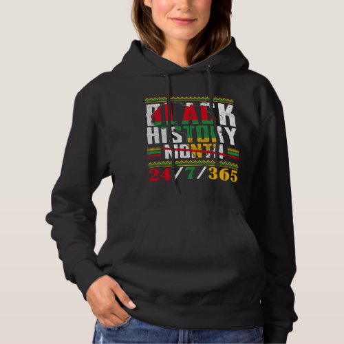 Black History 24 7 365 Africa Map BHM Pride Afro W Hoodie