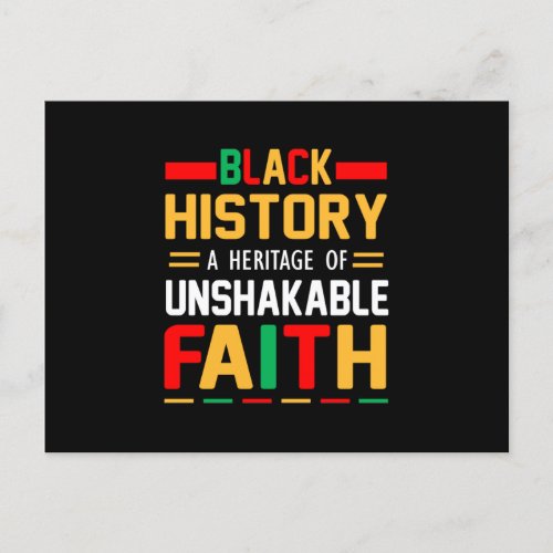 Black History A Heritage Of Unshakable Faith Announcement Postcard