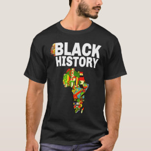 Black History Africa Map African Flag Pride T-Shirt