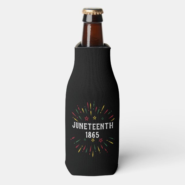 Black History African American Juneteenth 1865 Bottle Cooler (Bottle Front)