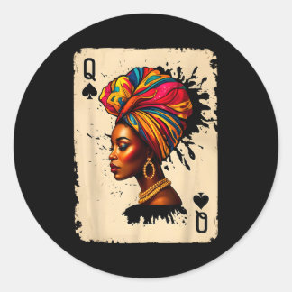 Black History African Melanin Queen Card Proud Gir Classic Round Sticker