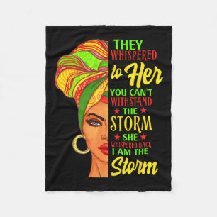 Black History African Woman Afro I Am The Storm Fleece Blanket