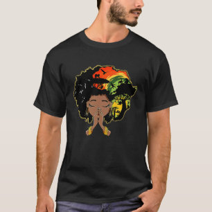 Black History Afro Woman Praying God Melanin Queen T-Shirt