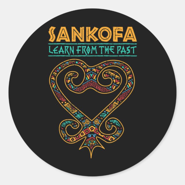 Black History Afrocentric Sankofa Tribal Illustrat Classic Round Sticker (Front)