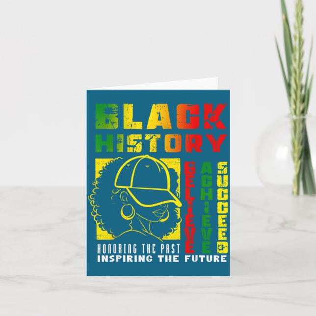 Black History Believe Achieve Succeed Design Card (Front)