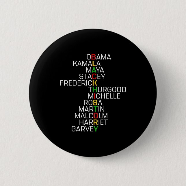 Black History Black Leaders Melanin African Men Wo Button (Front)