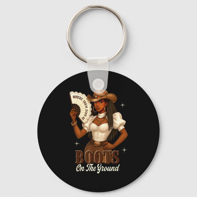 Black History Boots On The Ground Cowgirl Western  Keychain (Front)