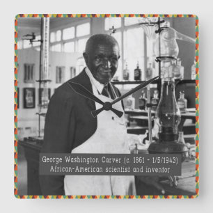 Black History Clock: George Washington Carver Square Wall Clock