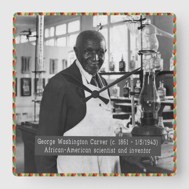 Black History Clock: George Washington Carver Square Wall Clock (Front)