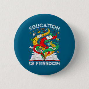 Black history education is freedom teachers women button