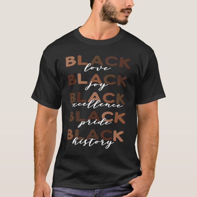 Black History Excellence Pride African Roots BHM B T-Shirt (Front)