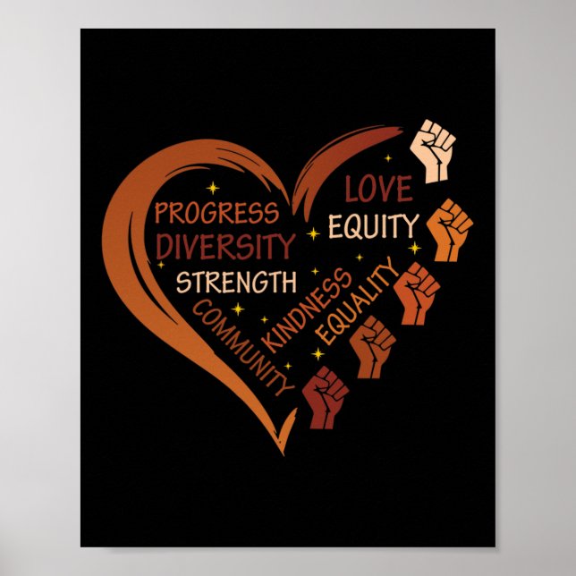 Black History Fists Diversity Equity Melanin Afric Poster (Front)