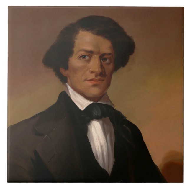 Black History: Fred Douglass Civil Rights 1845 Ceramic Tile (Front)