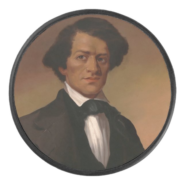 Black History: Fred Douglass Civil Rights 1845 Hockey Puck (Front)