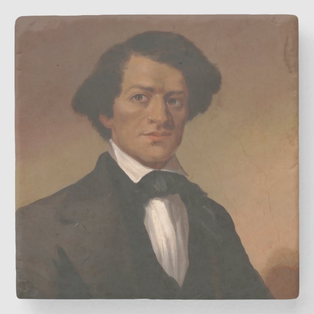 Black History: Fred Douglass Civil Rights 1845 Stone Coaster (Front)