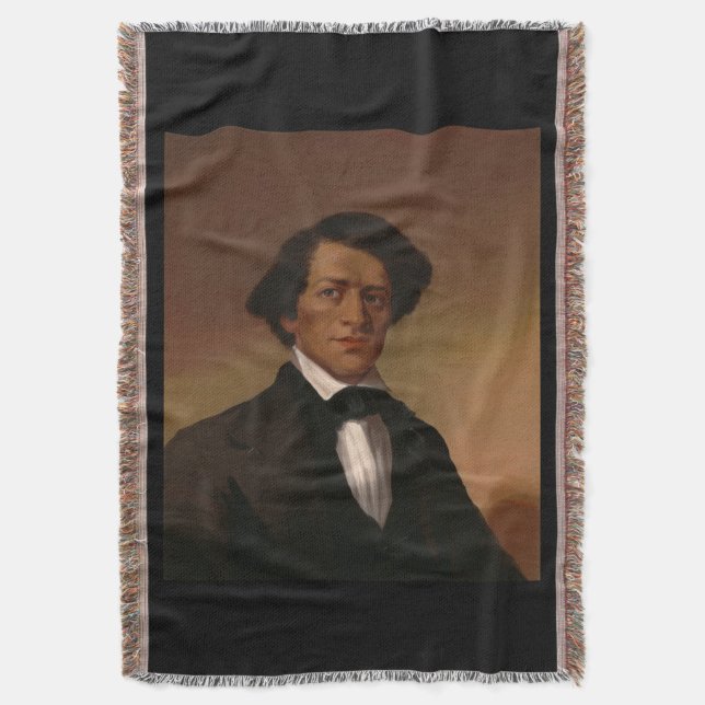 Black History: Fred Douglass Civil Rights 1845 Throw Blanket (Front Vertical)