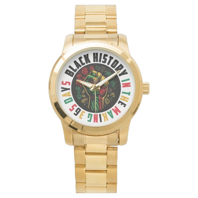 Black History Gold Men's Watch Honor the Culture (Front)