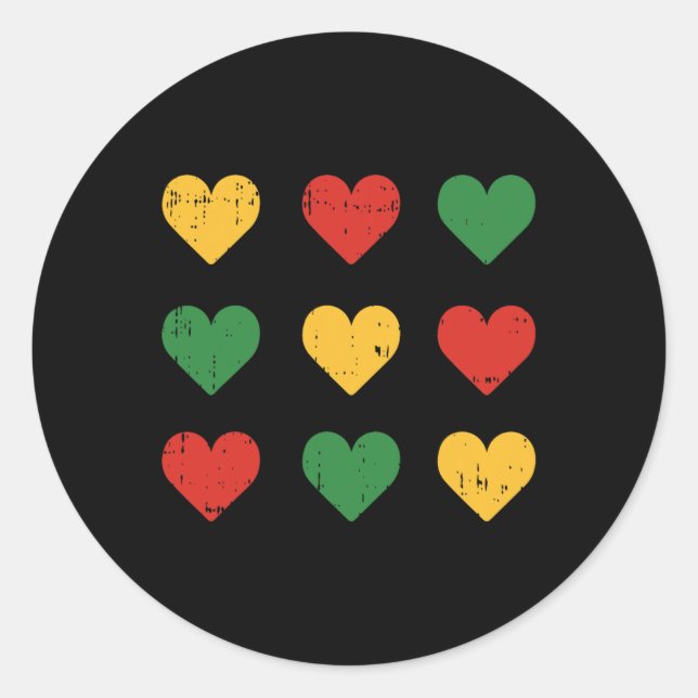 Black History Heart Juneteenth Melanin Pride Afric Classic Round Sticker (Front)