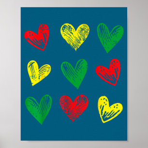 Black history hearts african american girls kids poster