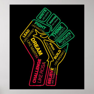 Black history hero's motivational fist poster