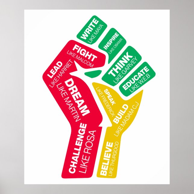 Black history hero's motivational fist poster (Front)