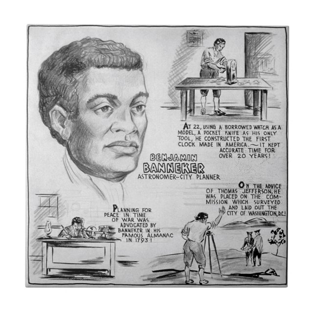 Black History Icon: Benjamin Banneker, Scientist Ceramic Tile (Front)