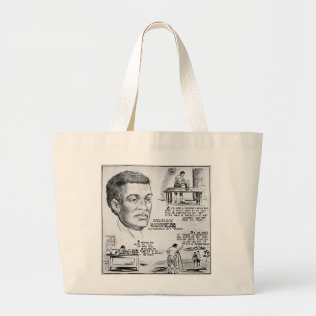 Black History Icon: Benjamin Banneker, Scientist Large Tote Bag (Front)