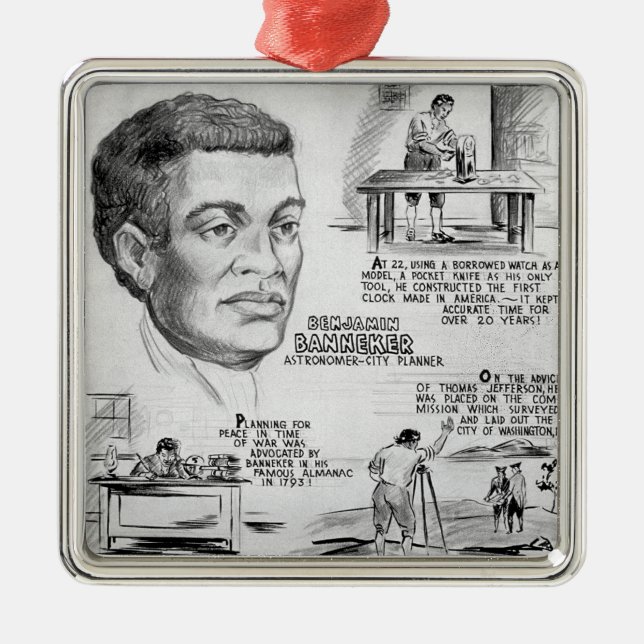 Black History Icon: Benjamin Banneker, Scientist Metal Ornament (Front)