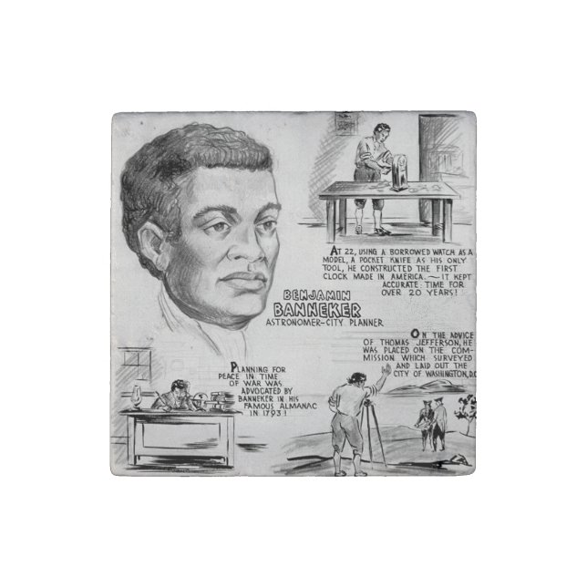 Black History Icon: Benjamin Banneker, Scientist Stone Magnet (Front)