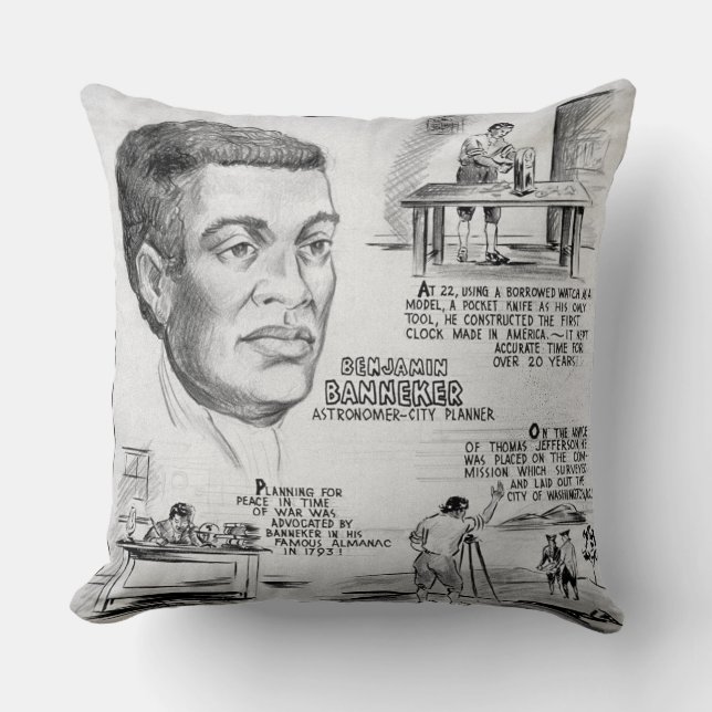 Black History Icon: Benjamin Banneker, Scientist Throw Pillow (Front)