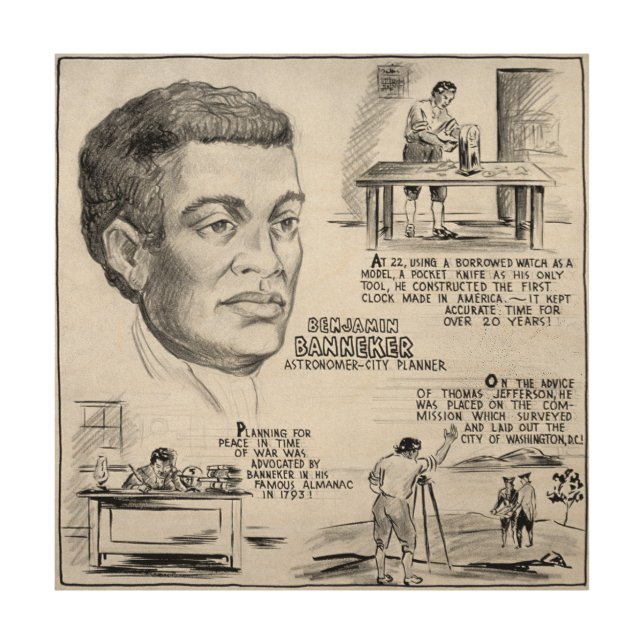 Black History Icon: Benjamin Banneker, Scientist Wood Wall Art (Front)