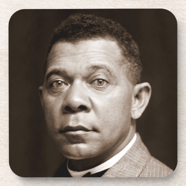 Black History Icon: Booker T Washington, Portrait Beverage Coaster (Front)