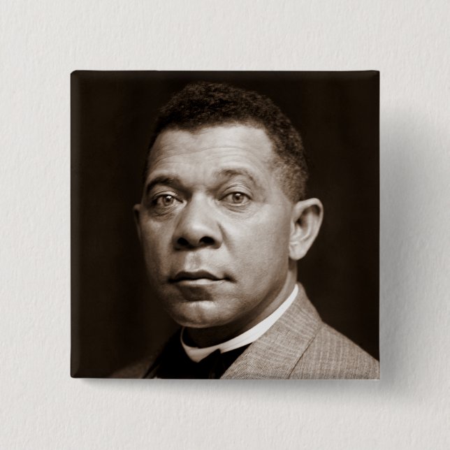 Black History Icon: Booker T Washington, Portrait Button (Front)