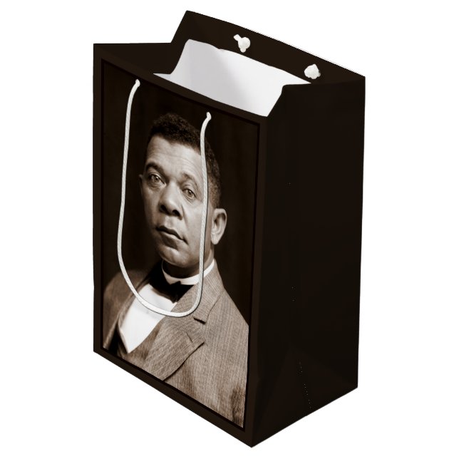 Black History Icon: Booker T Washington, Portrait Medium Gift Bag (Front Angled)