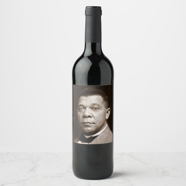 Black History Icon: Booker T Washington, Portrait Wine Label (Front)