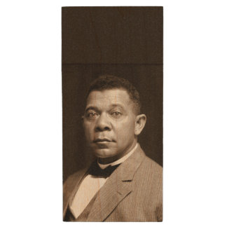 Black History Icon: Booker T Washington, Portrait Wood Flash Drive