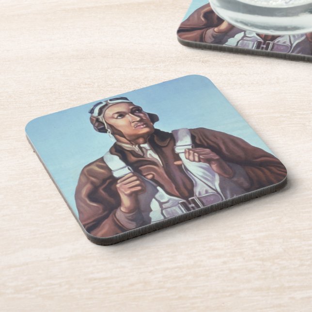 Black History Icons: Aviators of WW2, US Pilots Beverage Coaster (Left Side)
