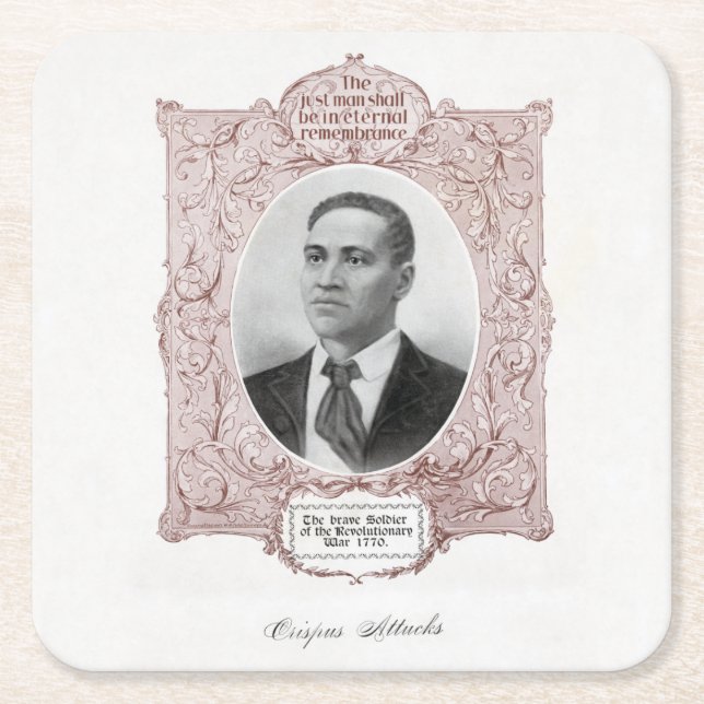 Black History Icons: Crispus Attucks, Martyr  Square Paper Coaster (Front)
