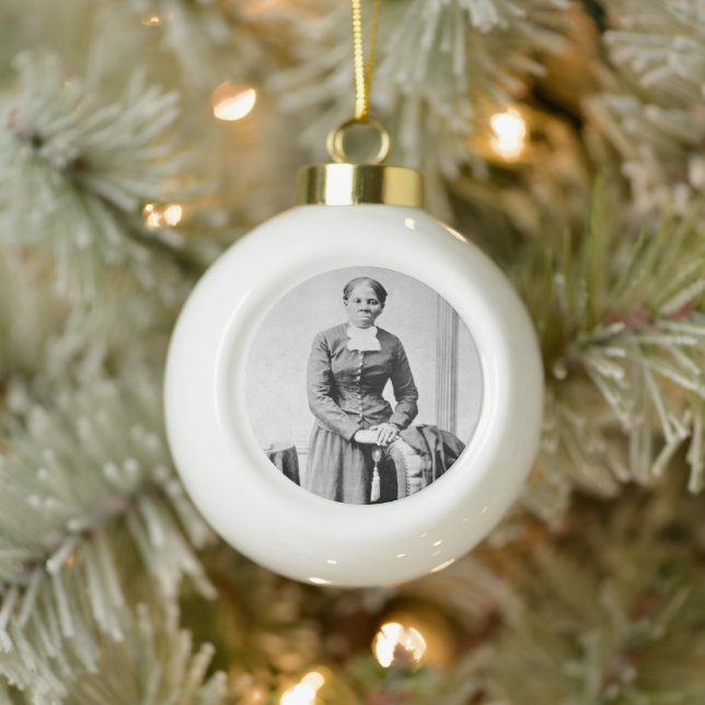 Black History Icons: Harriet Tubman, Civil Rights Ceramic Ball Christmas Ornament (Tree)