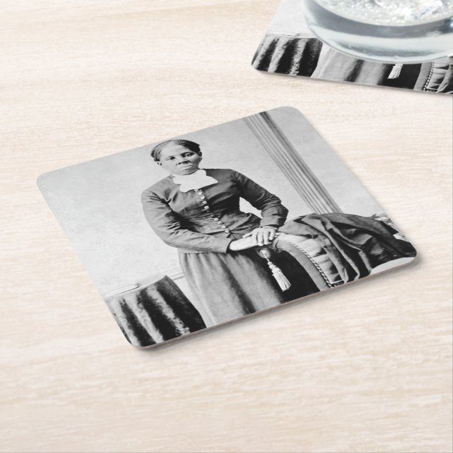 Black History Icons: Harriet Tubman, Civil Rights Square Paper Coaster (Angled)
