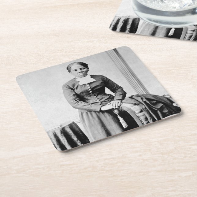 Black History Icons: Harriet Tubman, Civil Rights Square Paper Coaster (Angled)