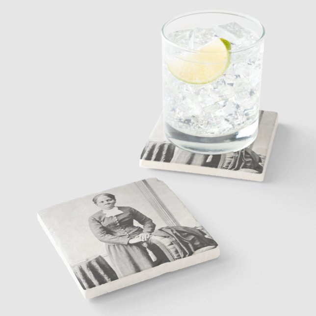 Black History Icons: Harriet Tubman, Civil Rights Stone Coaster (Side)