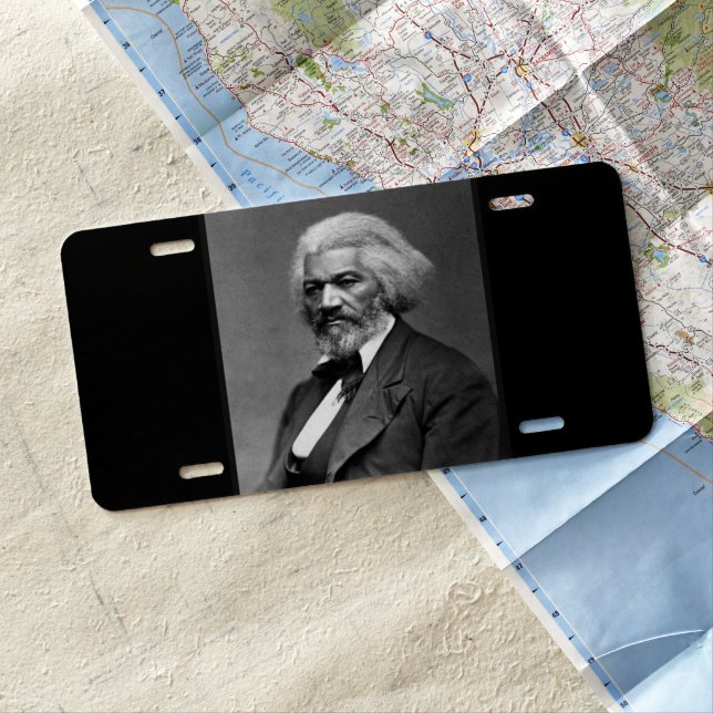 Black History Icons: Older Frederick Douglass License Plate (In Situ)