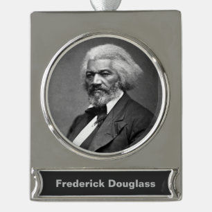 Black History Icons: Older Frederick Douglass Silver Plated Banner Ornament