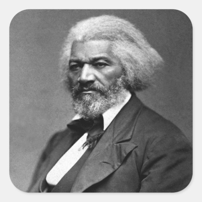 Black History Icons: Older Frederick Douglass Square Sticker (Front)