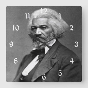 Black History Icons: Older Frederick Douglass Square Wall Clock