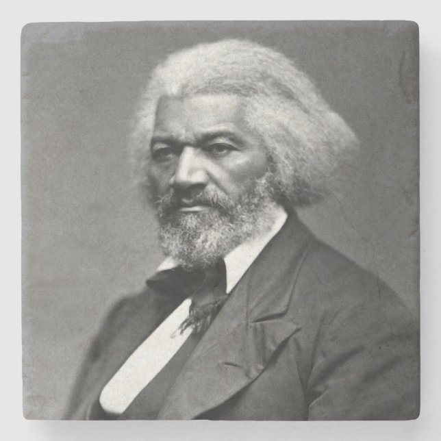 Black History Icons: Older Frederick Douglass Stone Coaster (Front)